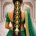 Suwasna Emerald Green & Golden Bridal Parandi with Tassel Detailing | Traditional Punjabi Hair Accessory A