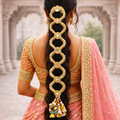Suwasna Royal Golden Bridal Parandi with Multi-Color Tassels | Traditional Punjabi Hair Accessory A