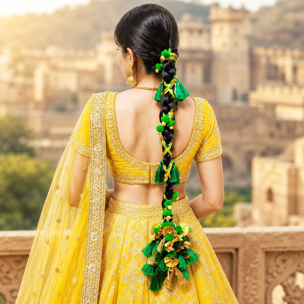 Hariyali Guchcha Parandi with Golden Ghungroo | Traditional Punjabi Parandi for Festive & Bridal Look for Women_2