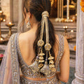 Suwasna Grey Royal Gota Patti Parandi with Jarkan Tassels | Bridal & Festive Hair Accessory_1