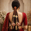 Suwasna Maroon Royal Gota Patti & Jarkan Tassel Parandi | Bridal & Festive Hair Accessory_1
