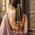 Suwasna Rust & Maroon Braided Parandi with Sunburst Motifs & Jhumka Tassels | Bridal & Festive Hair Accessory_1