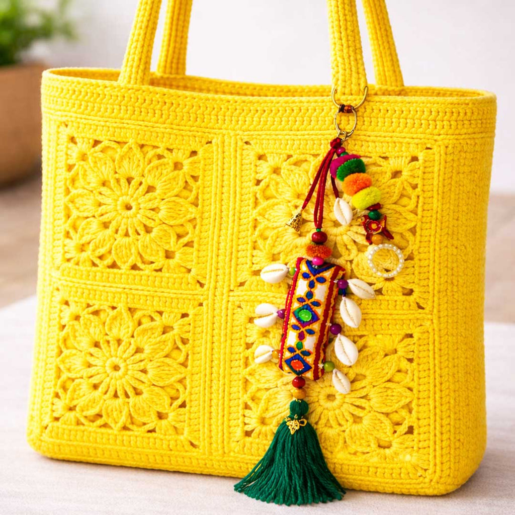 Suwasna Statement Bag Charm with Tassels | Fashionable Handbag & Belt Accessory for Women_2