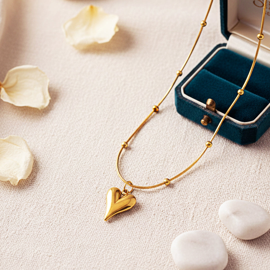 Suwasna Elegant Heart Shape Pendant with Chain | Timeless Anti-Tarnish Jewellery