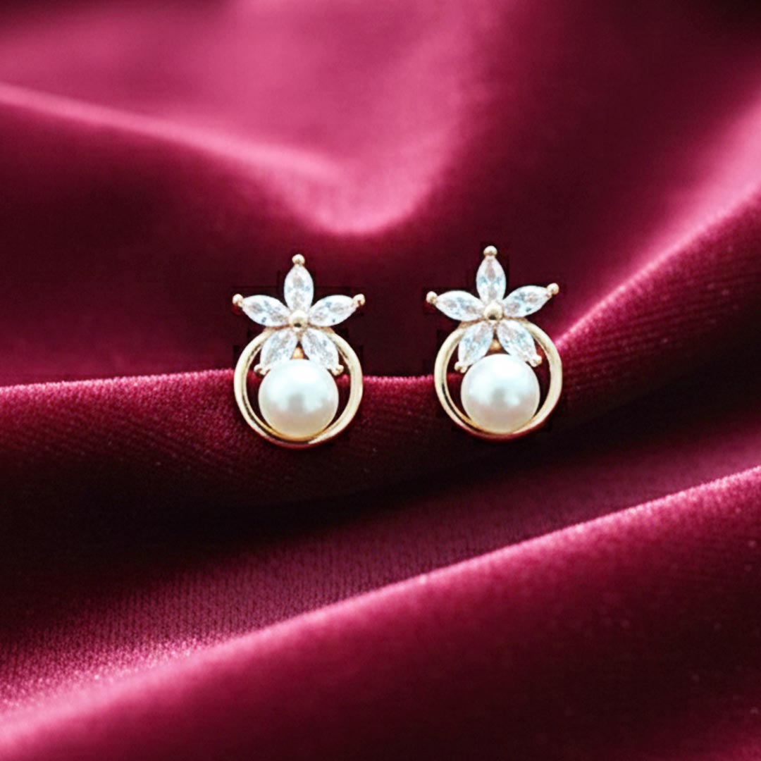 Suwasna AD Stone Star Flower Earrings with Pearl | Elegant Designer Jewellery