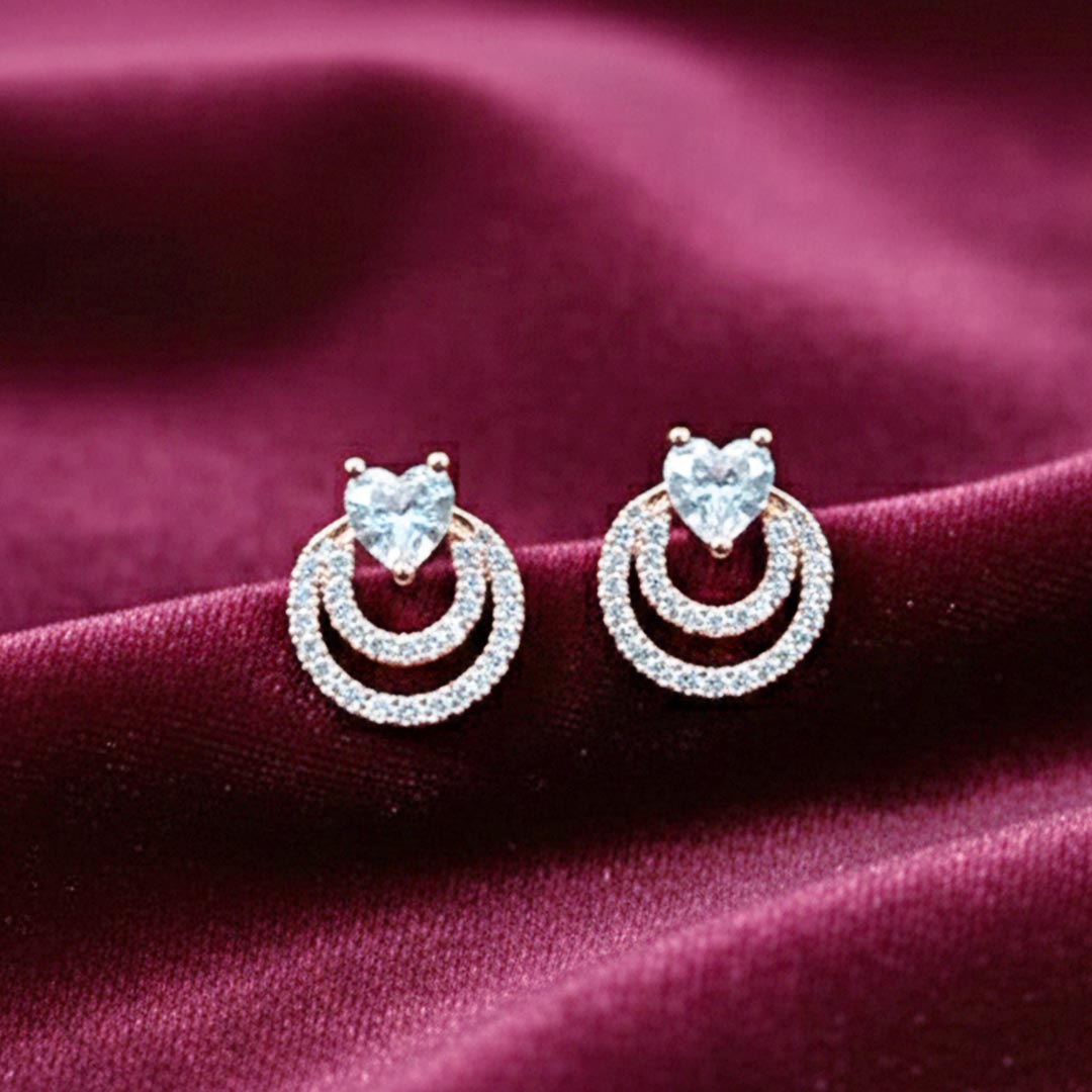 Suwasna Dual Hollow Circle AD Stone Earrings for Women | Elegant Modern Design