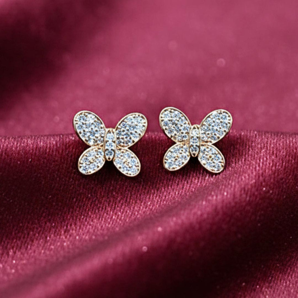Suwasna Elegant AD Stone Butterfly Earrings for Women | Modern Sparkle Design