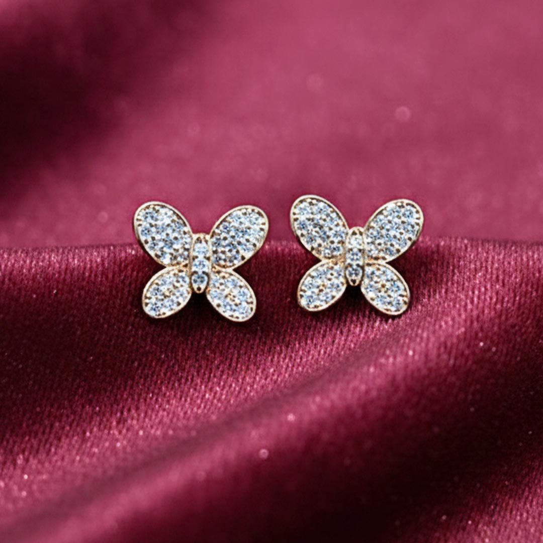 Suwasna Elegant AD Stone Butterfly Earrings for Women | Modern Sparkle Design