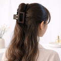 Suwasna Brown Rectangular Hair Claw Clip for Women | Elegant Minimalist Hair Accessory