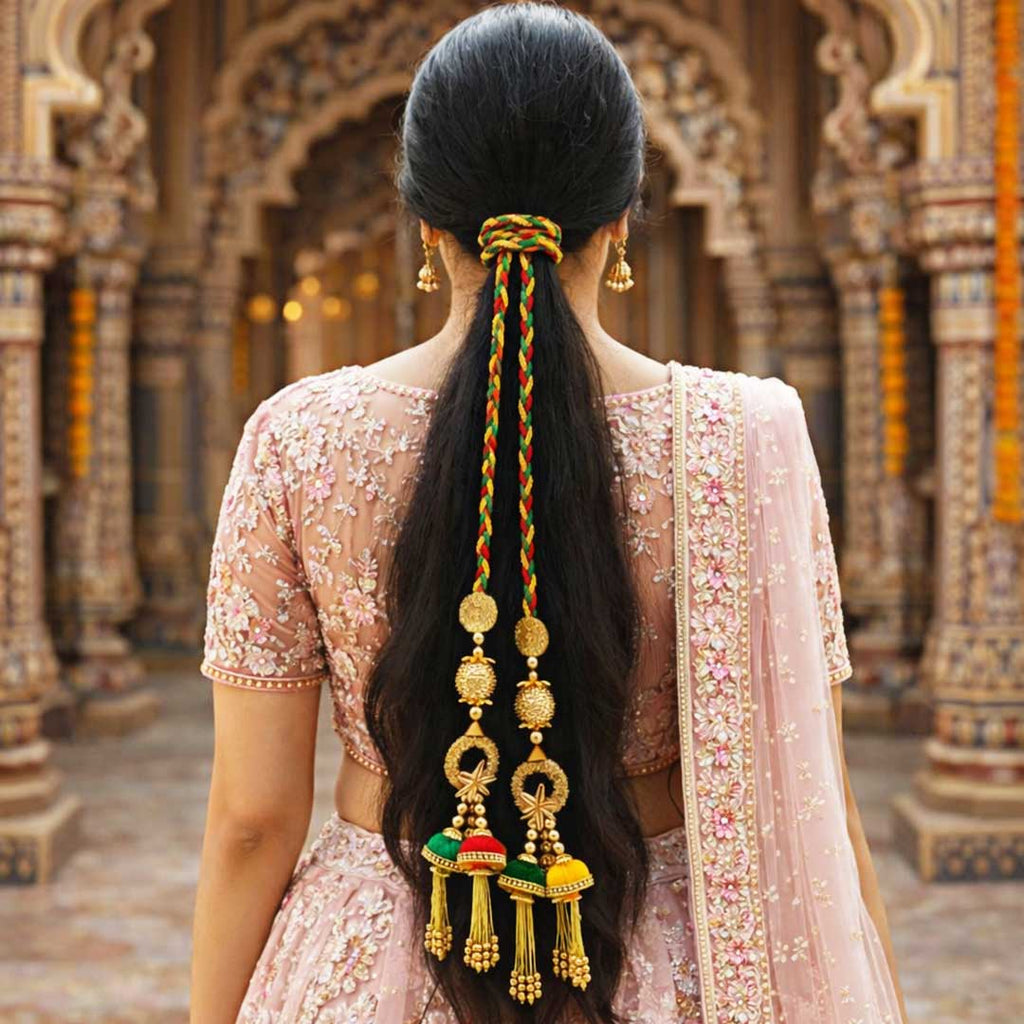 Suwasna Multicolor Jhumka Parandi | Elegant Festive & Wedding Hair Accessory A
