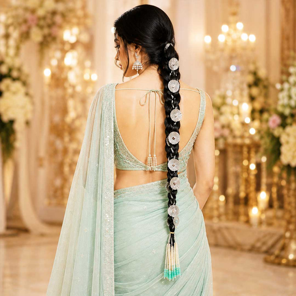 Noori Pearl Latkan Parandi – Traditional Punjabi Bridal & Festive Hair Accessory for Women_5