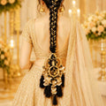 Black Sunehri Latkan Parandi with Golden Ghungroo – Traditional Punjabi Bridal & Festive Hair Parandi for Women_1