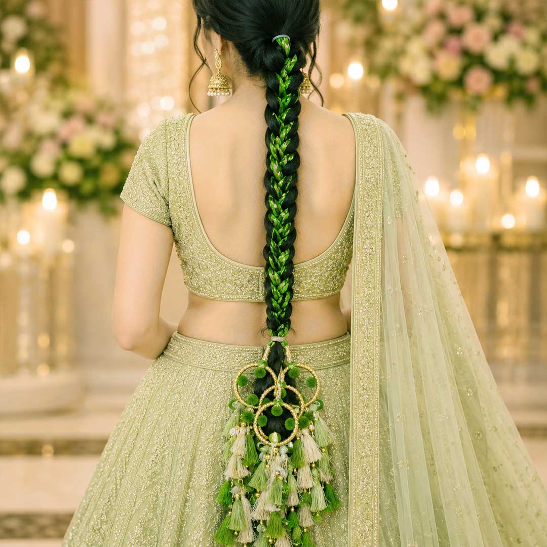 Bijli Guchcha Parandi with Golden Ghungroo – Traditional Punjabi Bridal & Festive Hair Parandi for Women_1