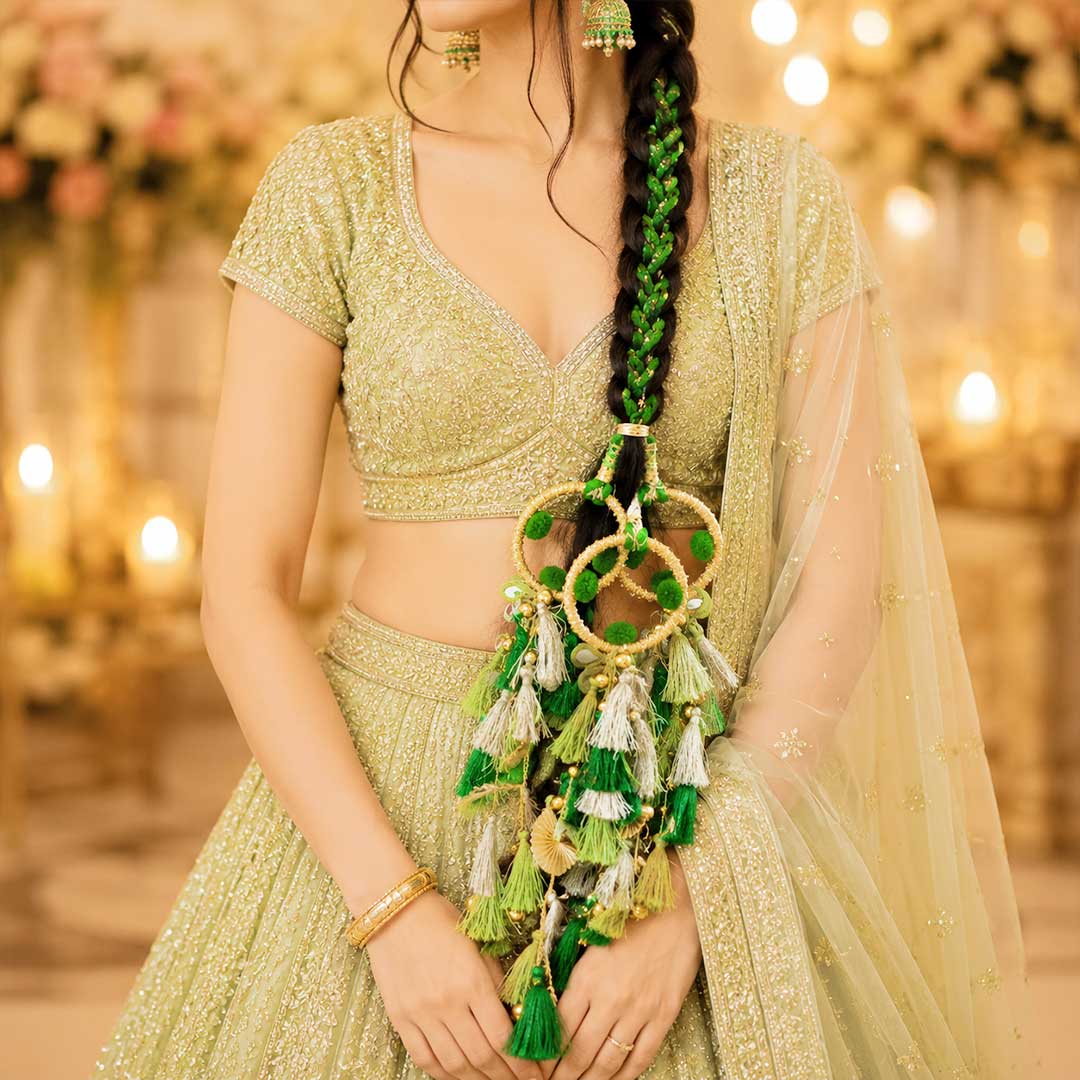 Bijli Guchcha Parandi with Golden Ghungroo – Traditional Punjabi Bridal & Festive Hair Parandi for Women_2
