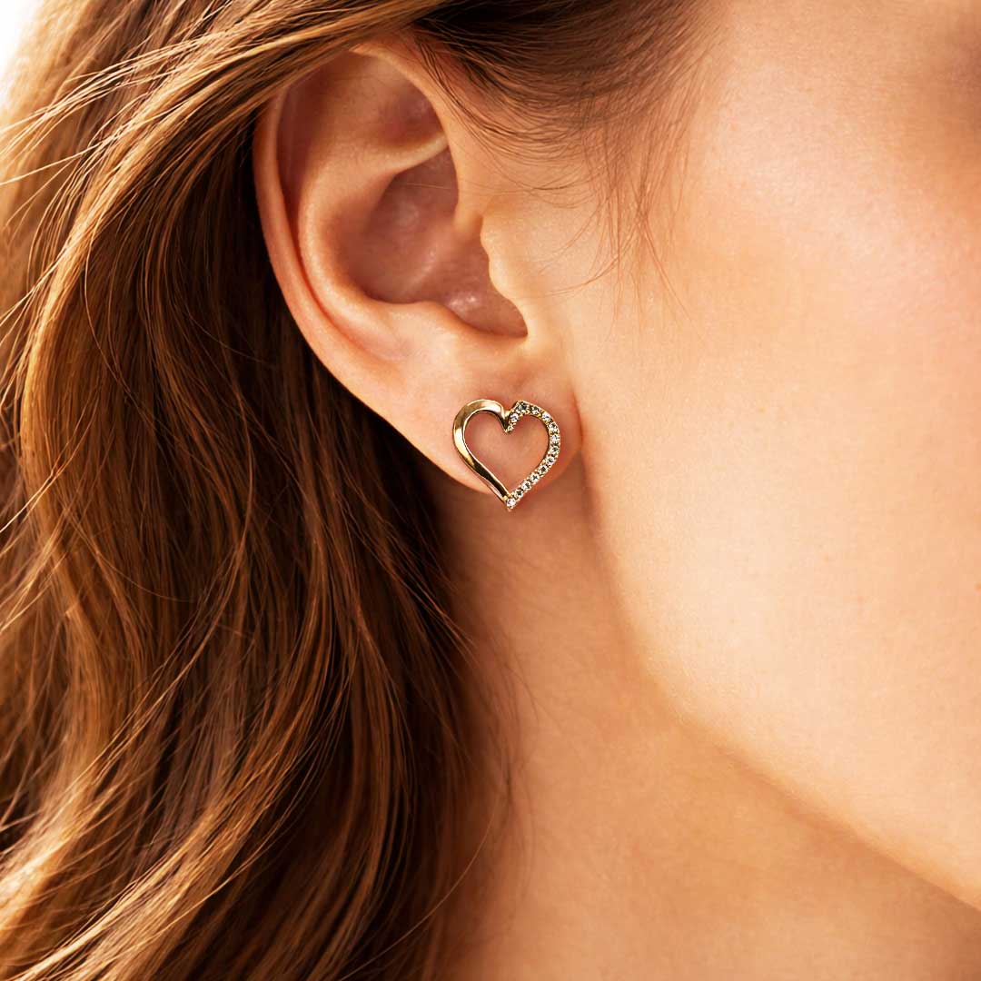 Suwasna Rose Gold Open Heart CZ Pendant Necklace Set with Matching Stud Earrings | Elegant Minimal Jewelry