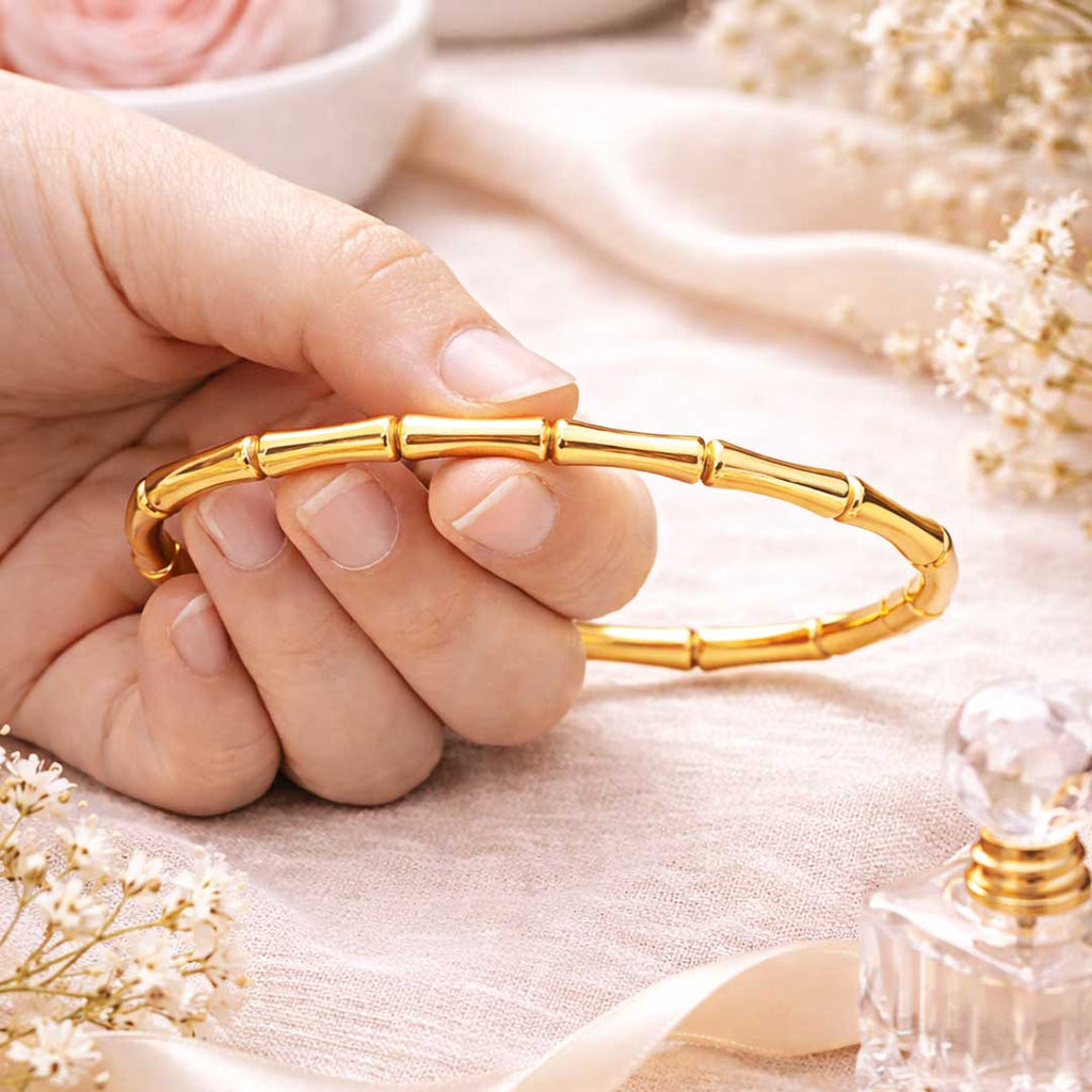 Suwasna Classic Bamboo-Style Anti-Tarnish Bracelet | Minimal & Timeless Design