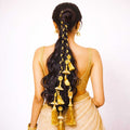 Suwasna Black & Gold Multi Tassel Parandi for Women | Ethnic & Traditional Hair Accessory