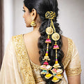 Suwasna Black & Gold Multicolor Tassel Parandi | Traditional Ethnic Hair Accessory A