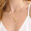 Suwasna Half Moon & Stone Pendant Necklace | Premium Anti-Tarnish Jewellery