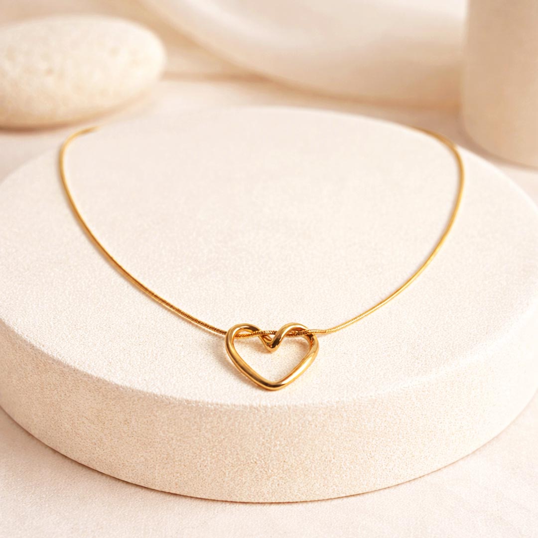 Suwasna Heart Shape Hollow Pendant with Chain | Stainless Steel Anti-Tarnish & Anti-Allergic Necklace