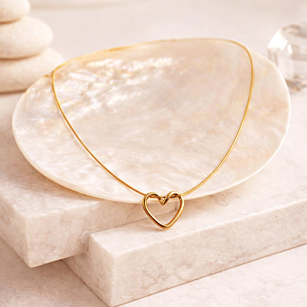 Suwasna Heart Shape Hollow Pendant with Chain | Stainless Steel Anti-Tarnish & Anti-Allergic Necklace