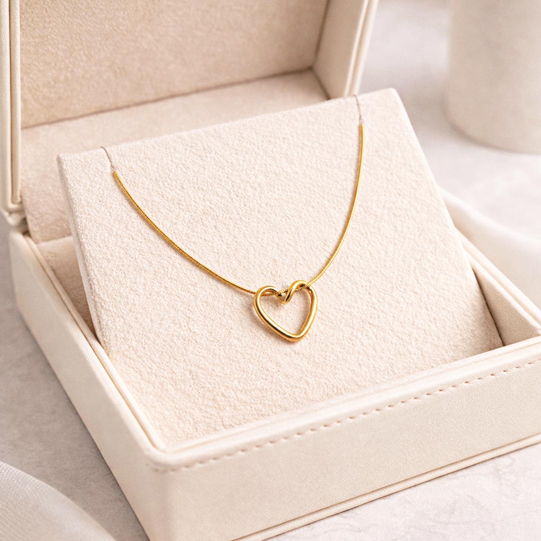 Suwasna Heart Shape Hollow Pendant with Chain | Stainless Steel Anti-Tarnish & Anti-Allergic Necklace