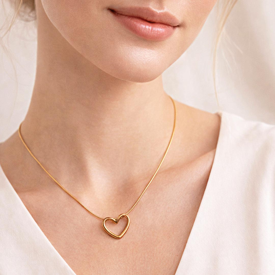 Suwasna Heart Shape Hollow Pendant with Chain | Stainless Steel Anti-Tarnish & Anti-Allergic Necklace