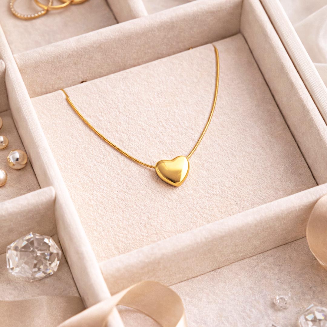 Suwasna Heart Shape Suwasna Elegant Heart Shape Pendant with Chain | Stainless Steel Anti-Tarnish & Anti-Allergic