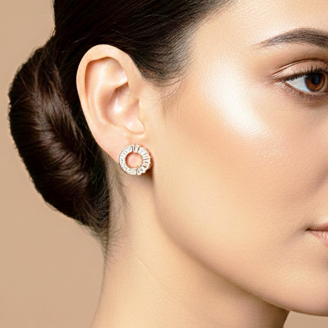 Suwasna Stylish Hollow Circle AD Stone Earrings | Contemporary Sparkle