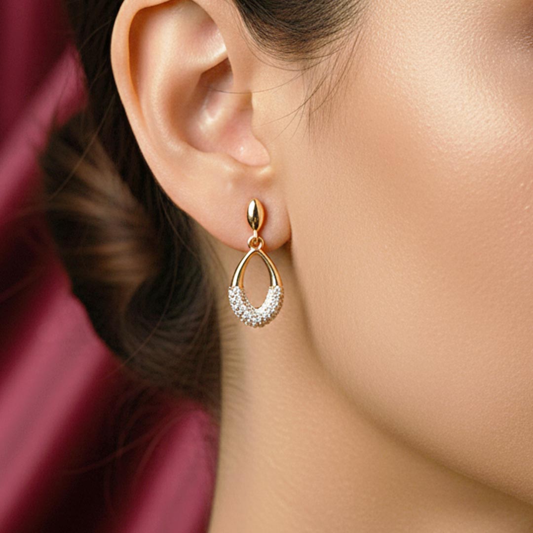 Suwasna Teardrop AD Stone Drop Earrings | Elegant Modern Designer Jewellery