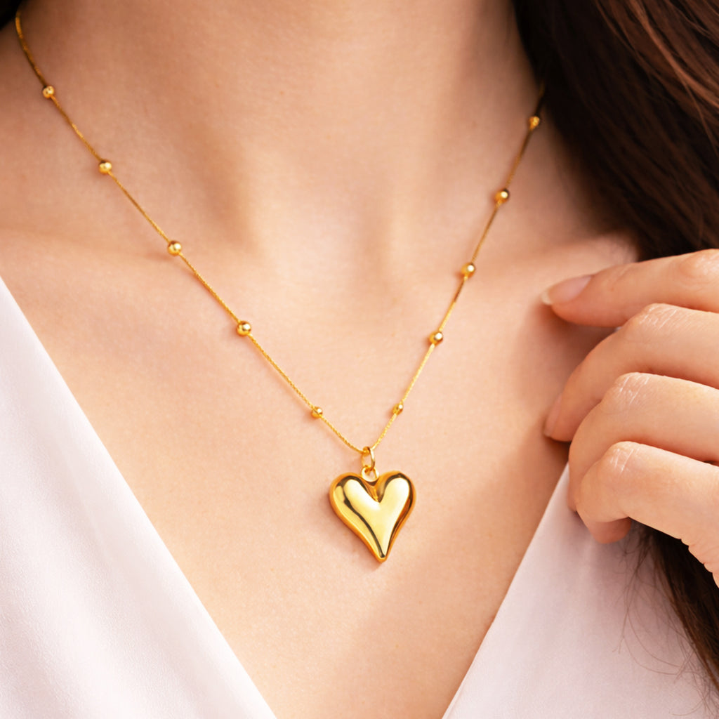 Suwasna Elegant Heart Shape Pendant with Chain | Timeless Anti-Tarnish Jewellery