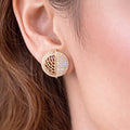 Suwasna Dual Half Circle AD Stone Stud Earrings | Modern Elegant Designer Jewellery