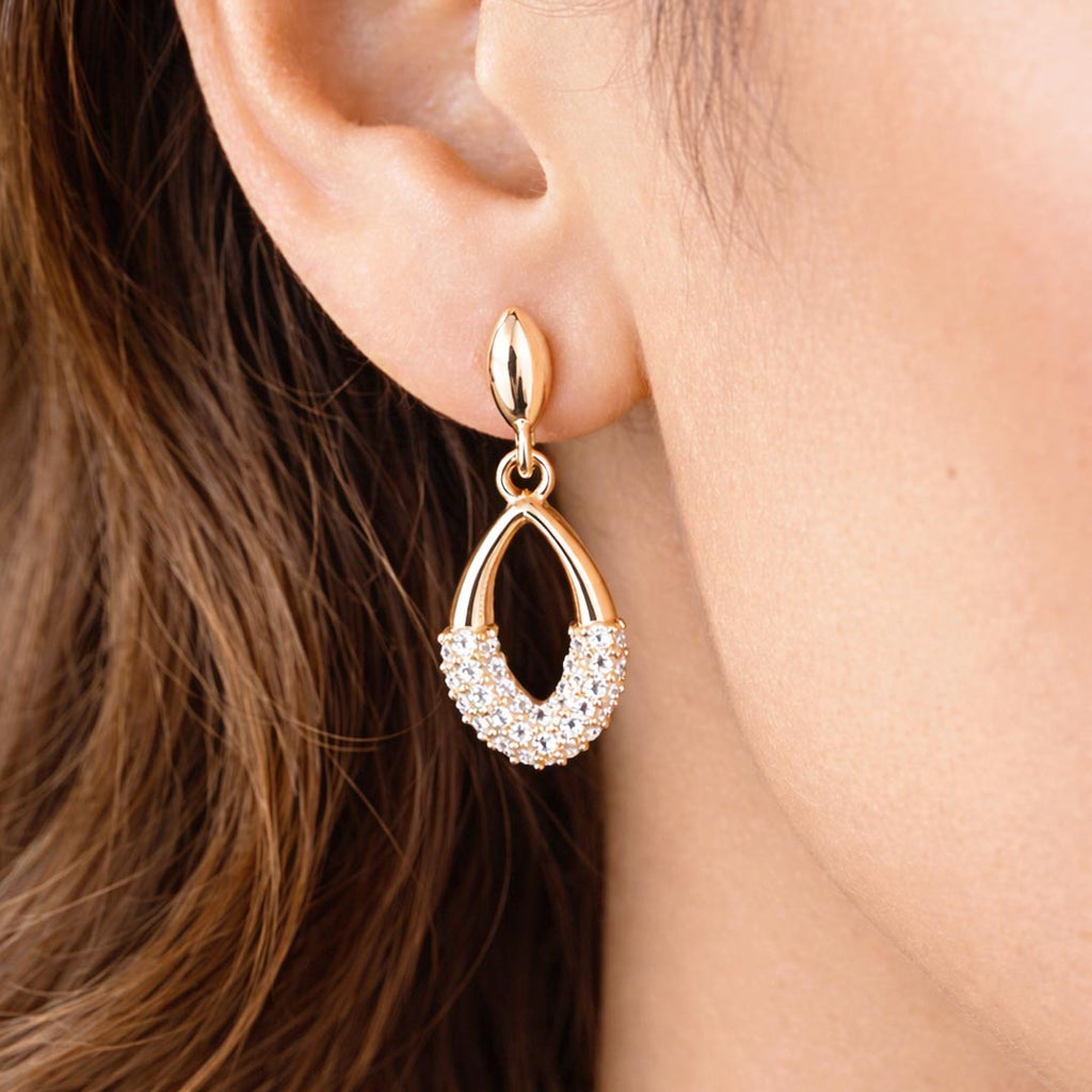 Suwasna Teardrop AD Stone Drop Earrings | Elegant Modern Designer Jewellery