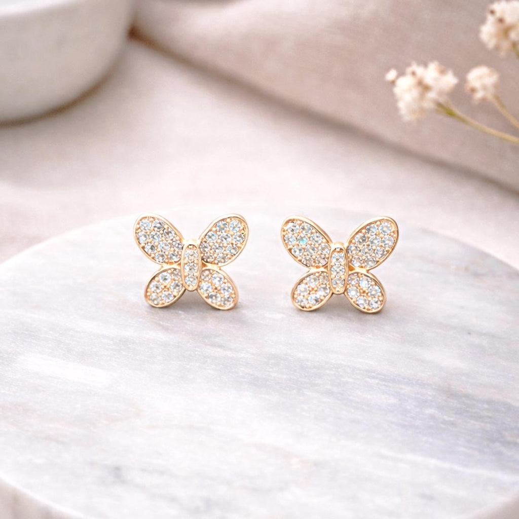 Suwasna Elegant AD Stone Butterfly Earrings for Women | Modern Sparkle Design