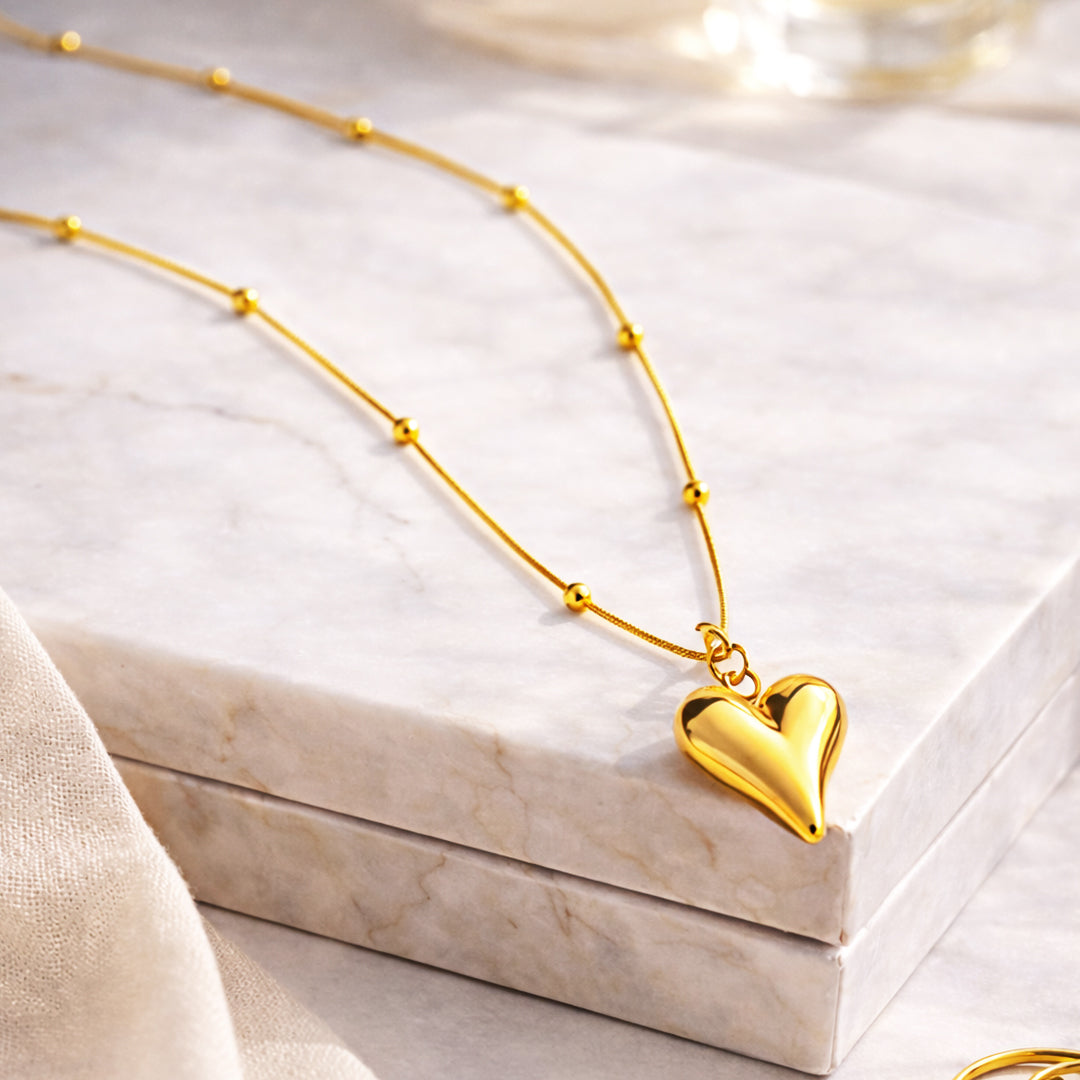 Suwasna Elegant Heart Shape Pendant with Chain | Timeless Anti-Tarnish Jewellery