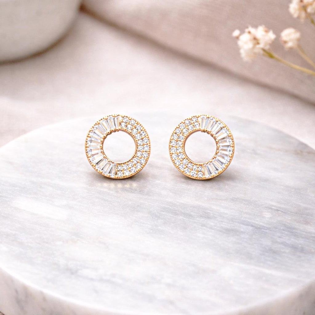 Suwasna Stylish Hollow Circle AD Stone Earrings | Contemporary Sparkle