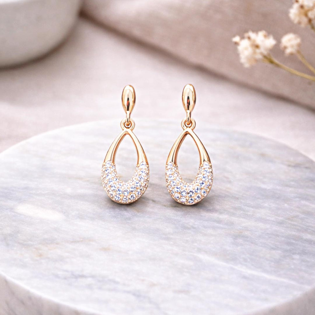 Suwasna Teardrop AD Stone Drop Earrings | Elegant Modern Designer Jewellery