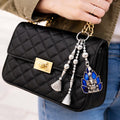 Suwasna Metal Lord Ganesha Evil Eye Bag Charm & Keychain with Mirror Tassel | Boho Ethnic Accessory India