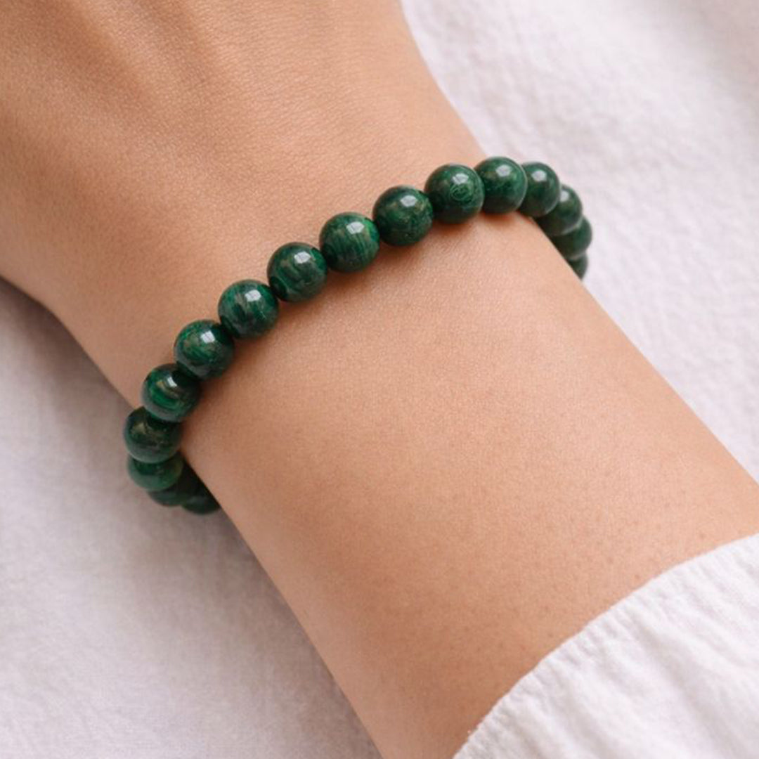 Green Malachite Bracelet 8mm – Protection & Transformation (Not Heated, Not Dyed)