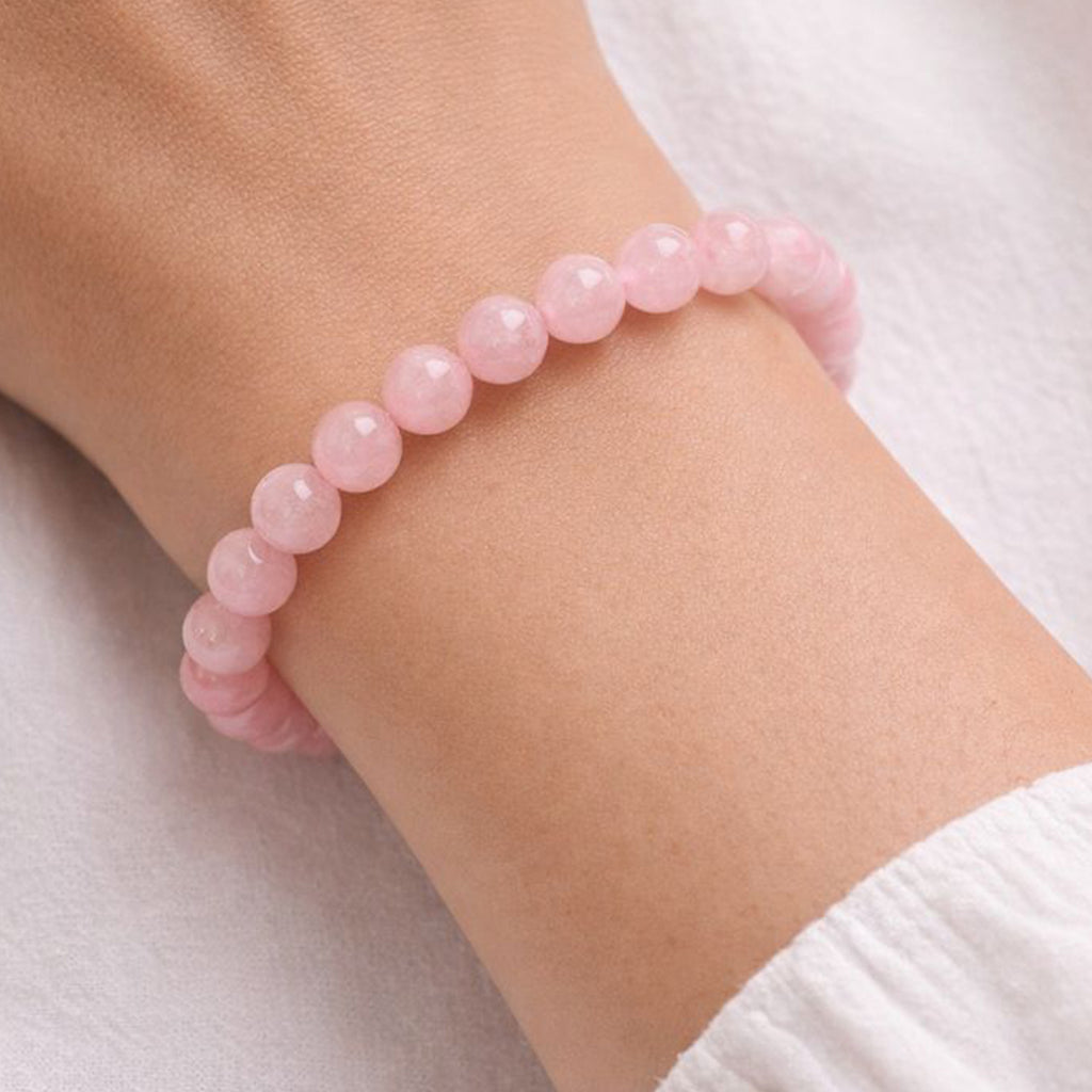 Natural Rose Quartz Bracelet 8mm | Genuine Pink Stone Bracelet – Suwasna