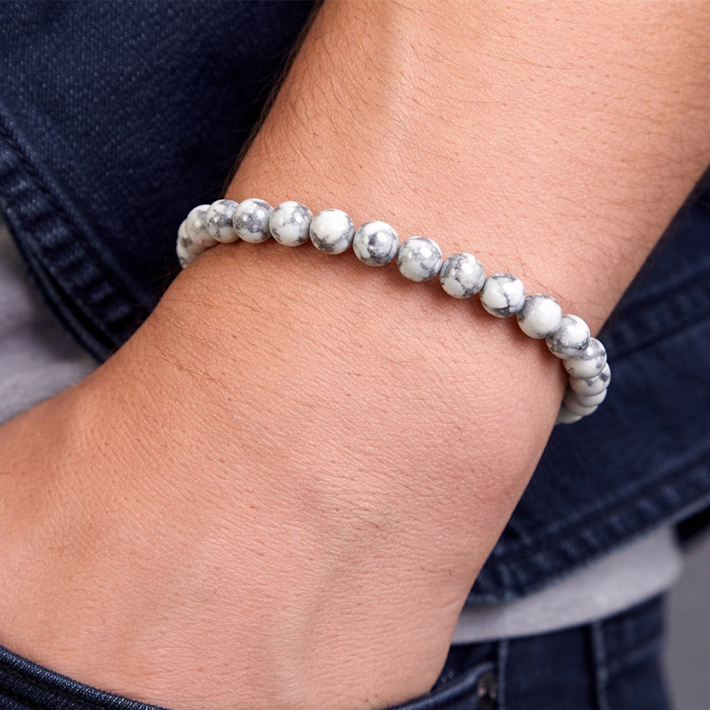 Howlite Bracelet 8mm – Calm & Stress Relief Crystal (Not Heated, Not Dyed)
