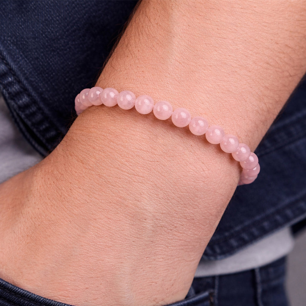Natural Rose Quartz Bracelet 8mm | Genuine Pink Stone Bracelet – Suwasna