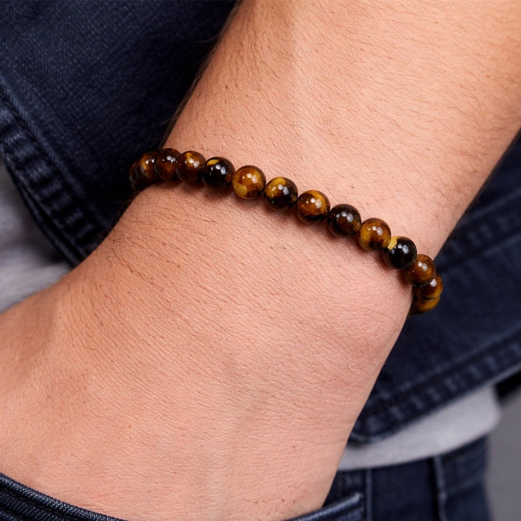 Tiger Eye Bracelet 8mm – Confidence & Protection Crystal (Not Heated, Not Dyed)
