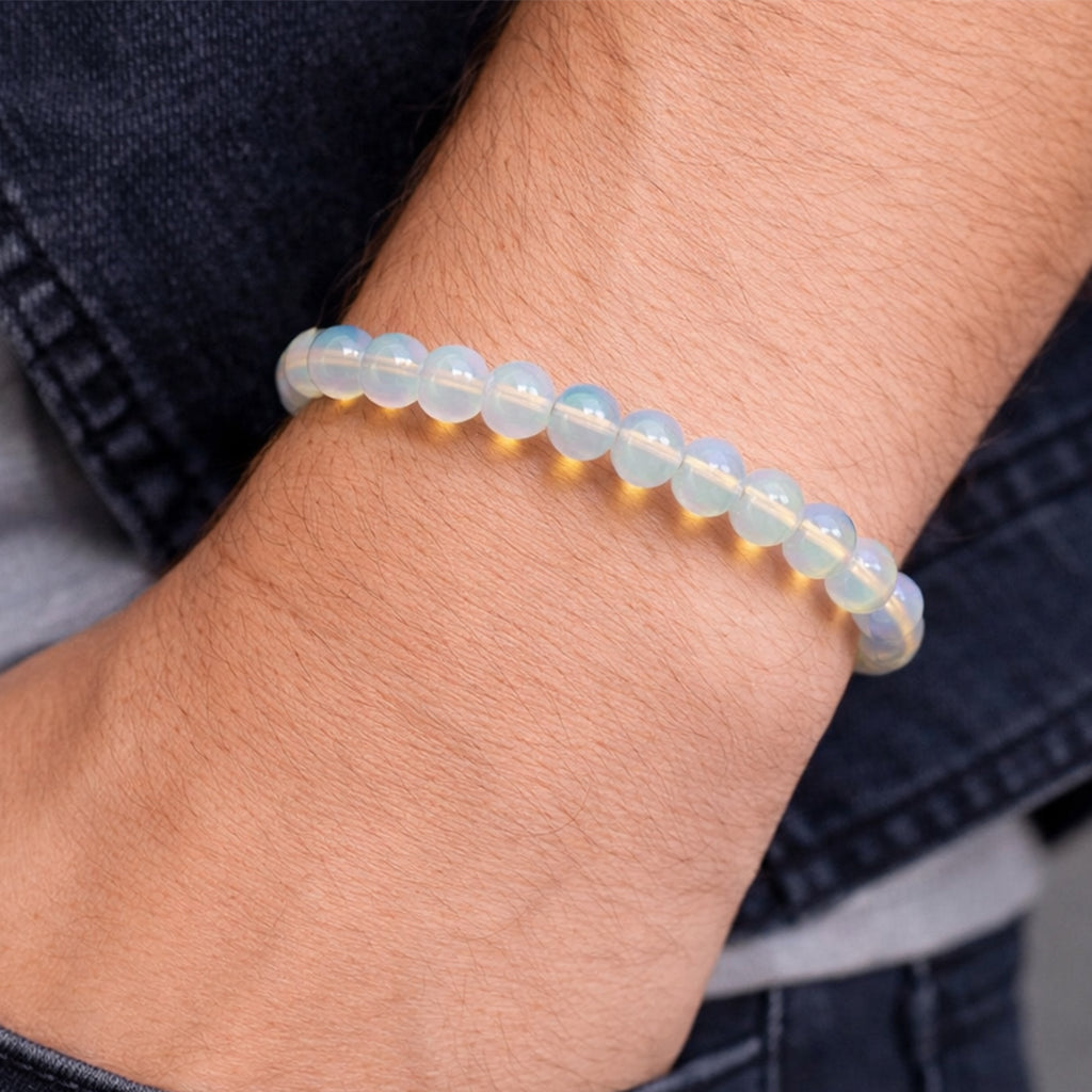 Opalite Bracelet 8mm | Translucent Crystal Style Bracelet – Suwasna