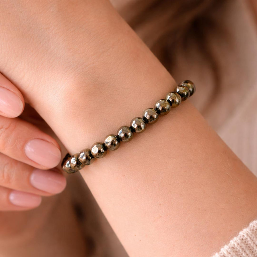 Natural Raw Pyrite Bracelet 8mm | Genuine Pyrite Stone Bracelet – Suwasna