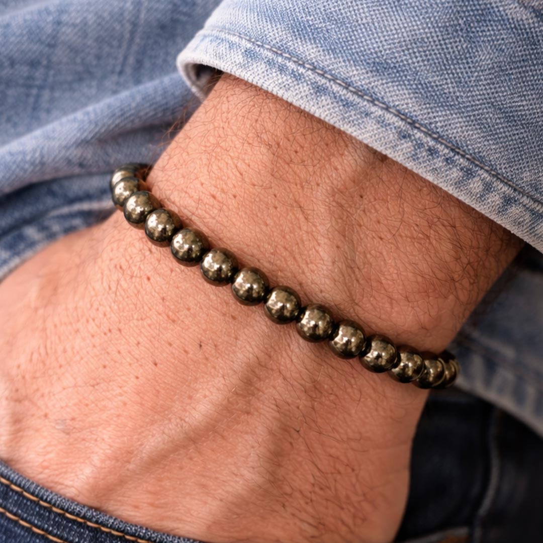 Raw Pyrite Bracelet 8mm – Protection, Abundance & Confidence Crystal