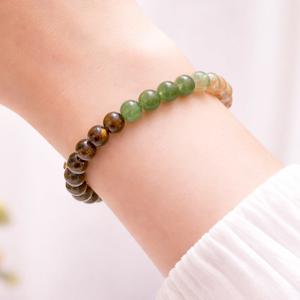 Dhanyoga Crystal Bracelet 8mm | Natural Multi-Stone Bracelet – Suwasna
