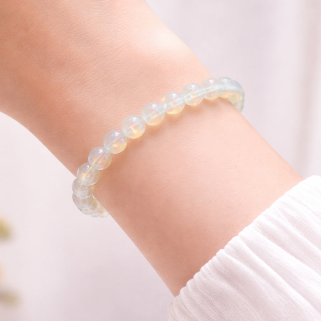 Opalite Bracelet 8mm | Translucent Crystal Style Bracelet – Suwasna