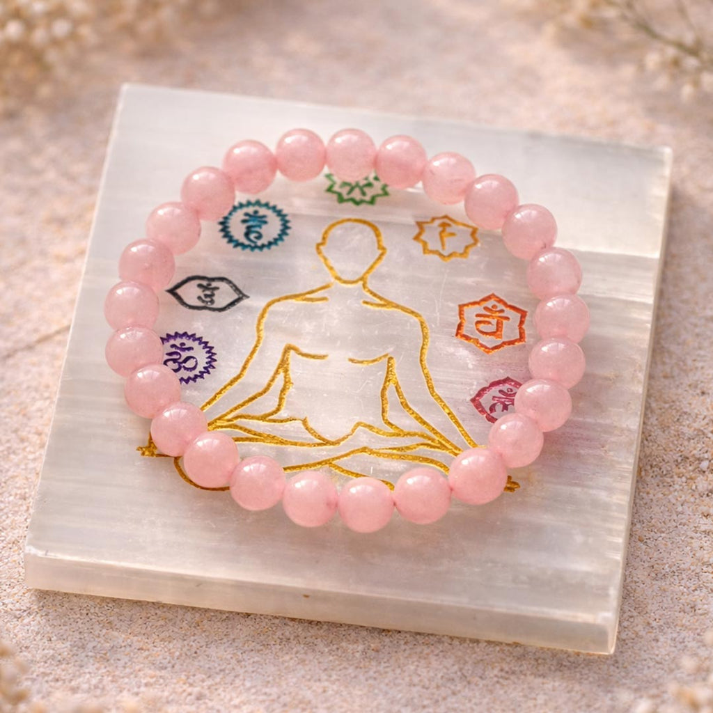 Natural Rose Quartz Bracelet 8mm | Genuine Pink Stone Bracelet – Suwasna
