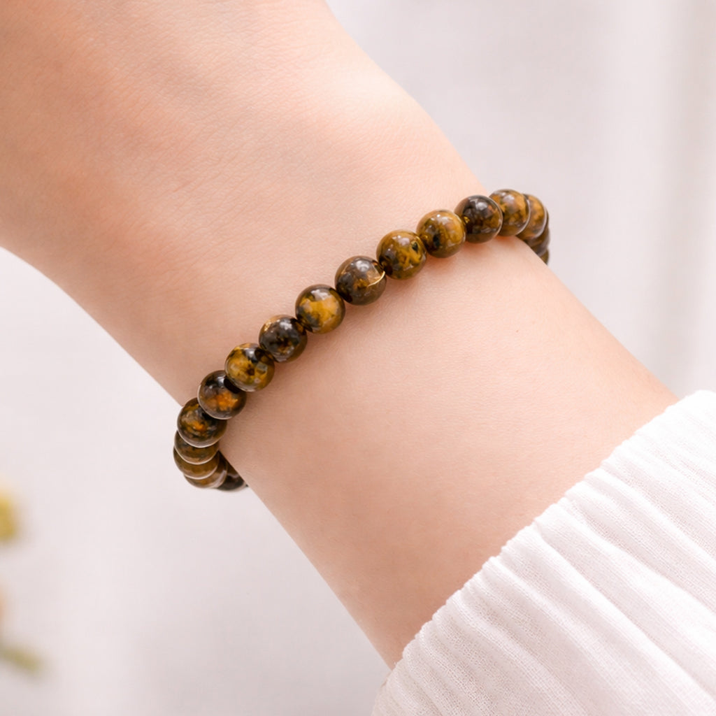Tiger Eye Bracelet 8mm – Confidence & Protection Crystal (Not Heated, Not Dyed)